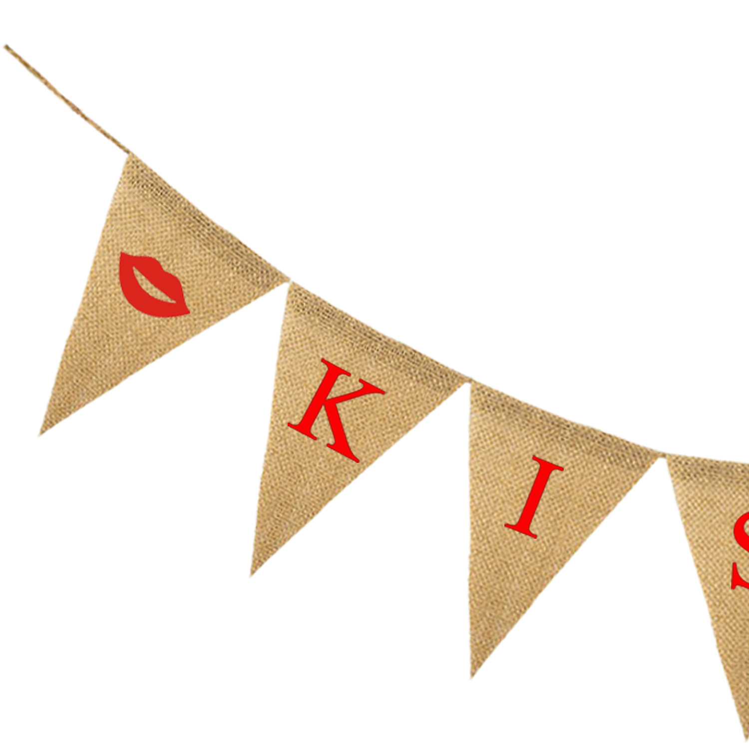 Wholesale Proposal Engagement Valentine&#039;s Day Party Decoration Garland Kisses Lips Linen Triangle Hanging Flag