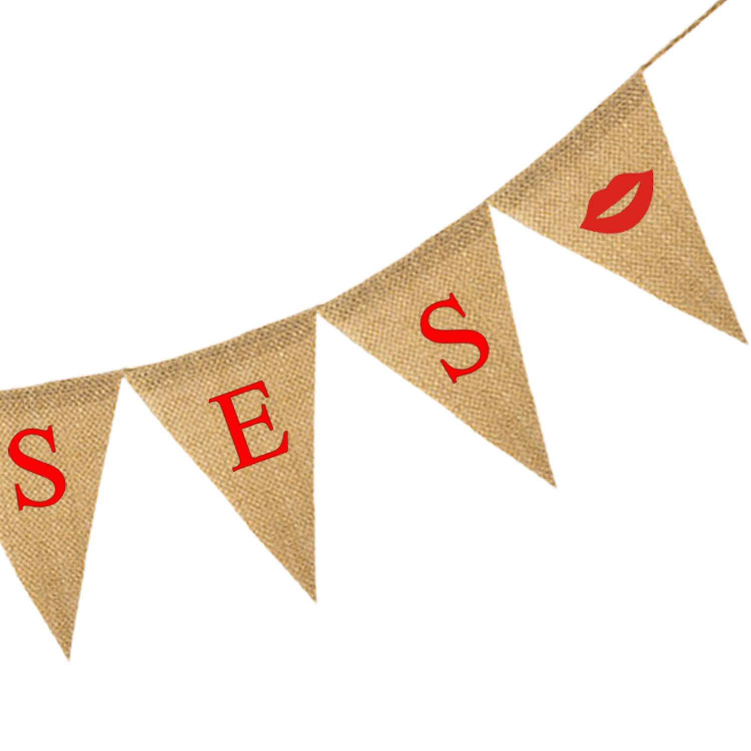 Wholesale Proposal Engagement Valentine's Day Party Decoration Garland Kisses Lips Linen Triangle Hanging Flag Wholesale Proposal Engagement Valentine's Day Party Decoration Garland Kisses Lips Linen Triangle Hanging Flag