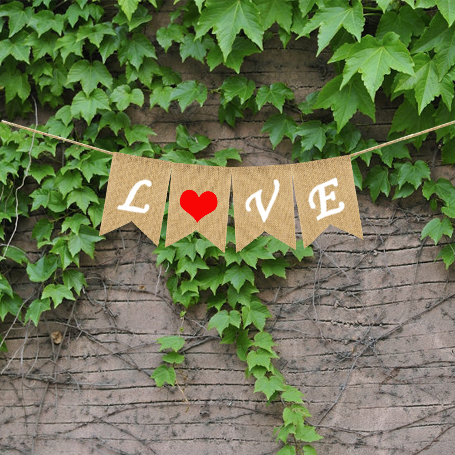 Proposal Engagement Valentine's Day Party Decoration Garland Love Cotton Lace Love Linen Triangle Hanging Flag