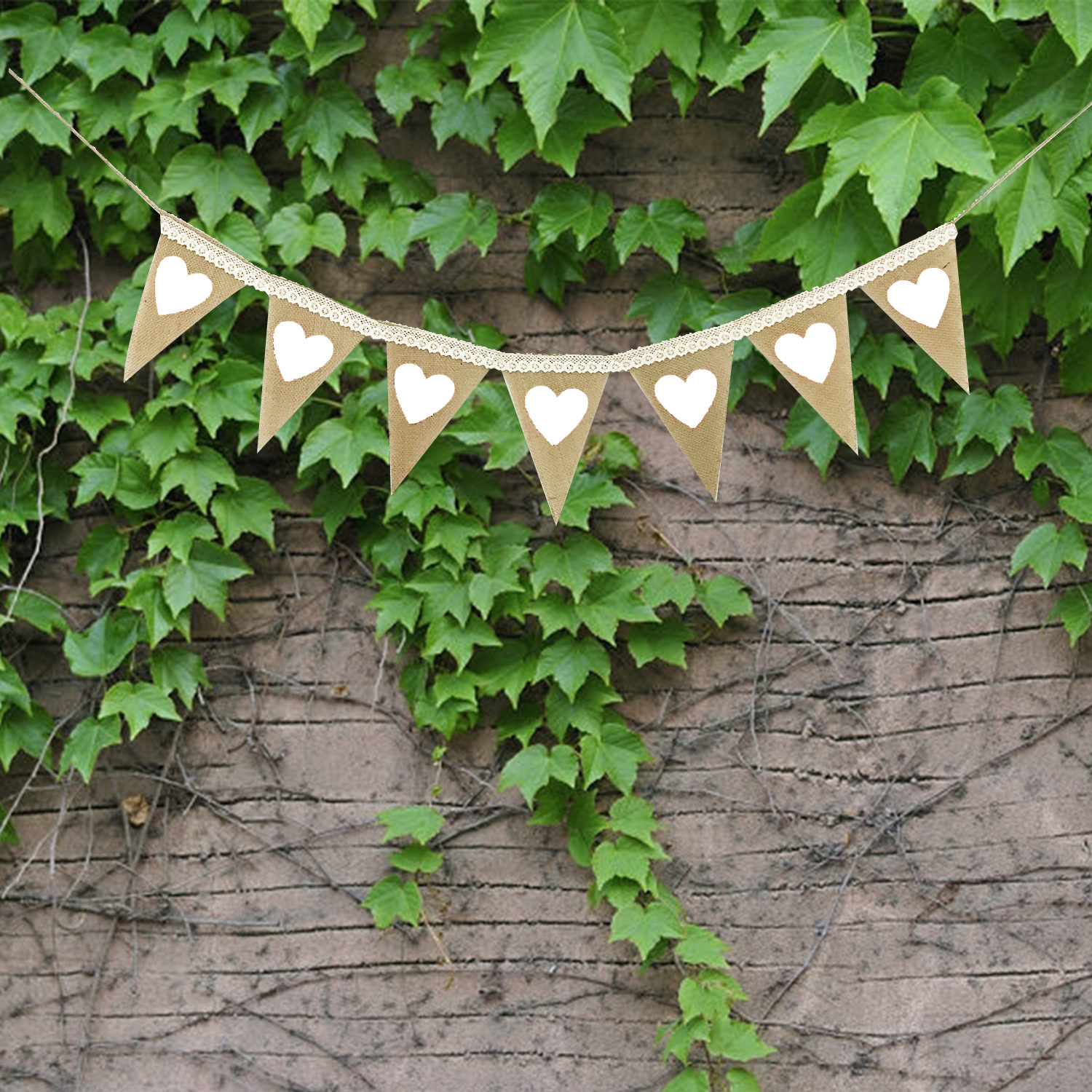 Proposal Engagement Valentine's Day Party Decoration Garland Love Cotton Lace Love Linen Triangle Hanging Flag