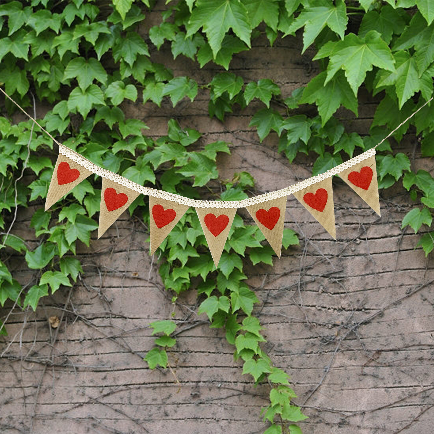 Proposal Engagement Valentine's Day Party Decoration Garland Love Cotton Lace Love Linen Triangle Hanging Flag