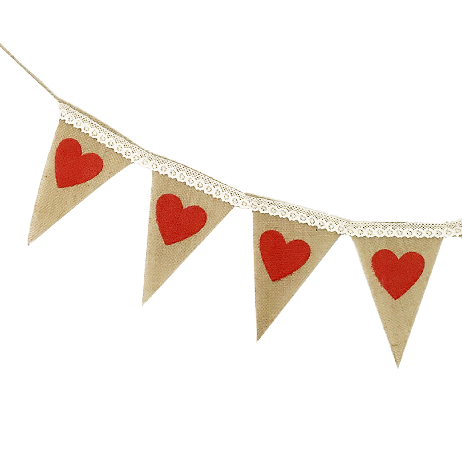 Proposal Engagement Valentine's Day Party Decoration Garland Love Cotton Lace Love Linen Triangle Hanging Flag