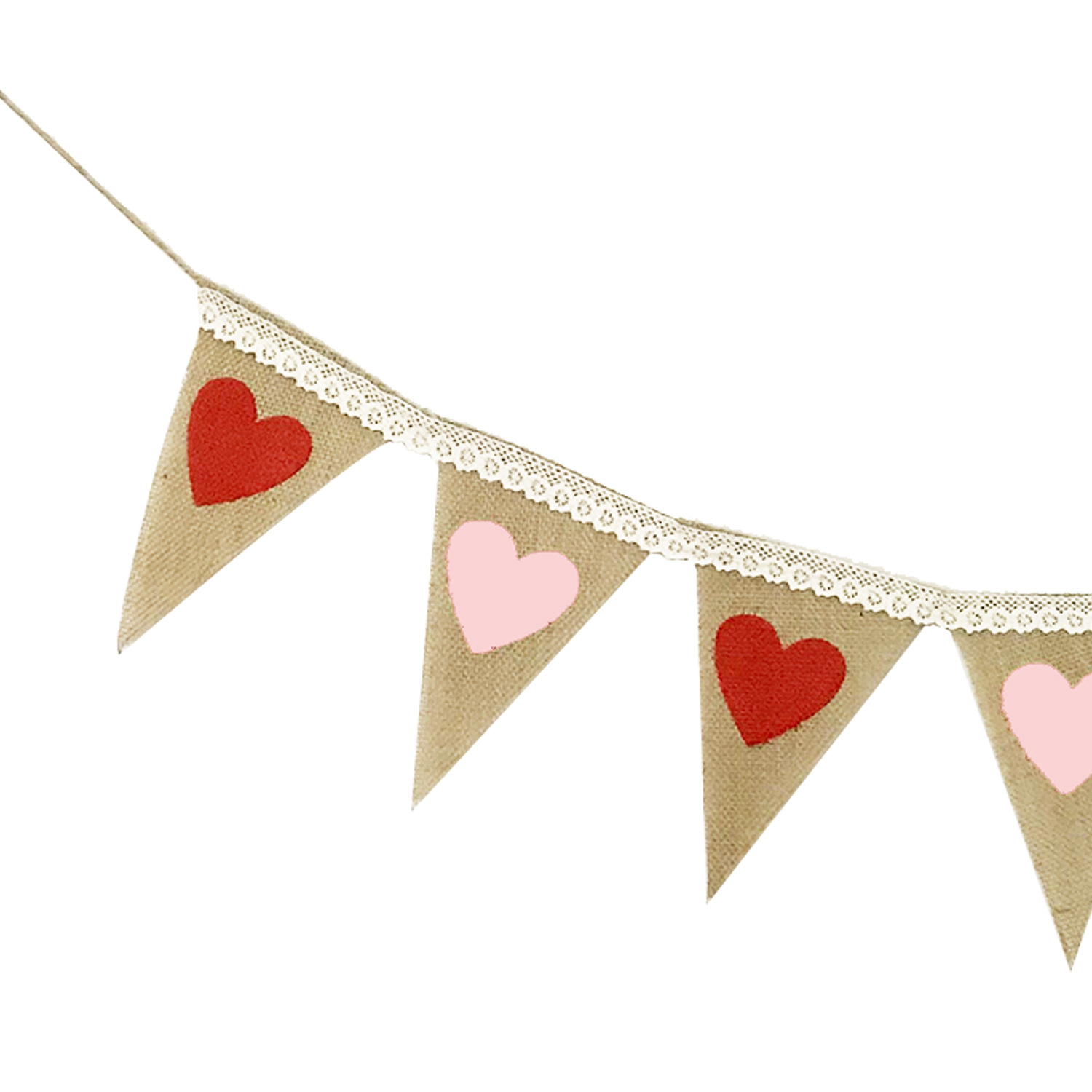Proposal Engagement Valentine's Day Party Decoration Garland Love Cotton Lace Love Linen Triangle Hanging Flag