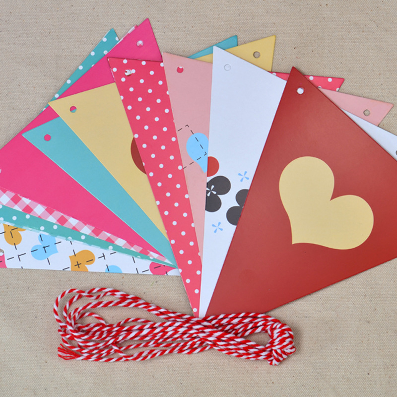 Navy Wind and Love Series Small Anchor Holiday Party Decoration Supplies Birthday Garland Colorful Triangle Hanging Flag
