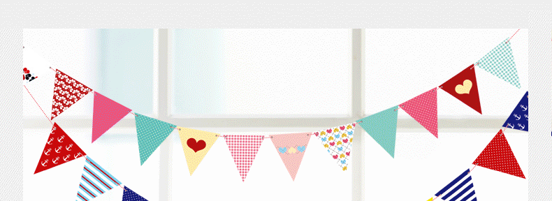 Navy Wind and Love Series Small Anchor Holiday Party Decoration Supplies Birthday Garland Colorful Triangle Hanging Flag