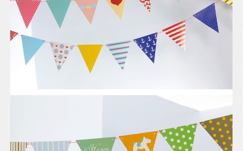 Navy Wind and Love Series Small Anchor Holiday Party Decoration Supplies Birthday Garland Colorful Triangle Hanging Flag