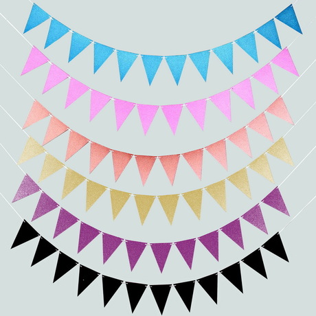 Golden onion flash pink paper triangle pull flag birthday wedding party custom flags festival scene layout banner