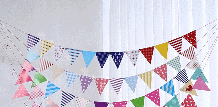 Baby Birthday Party Kindergarten Decoration Banner Latte Art Colorful Triangle Hanging Flag Customizable