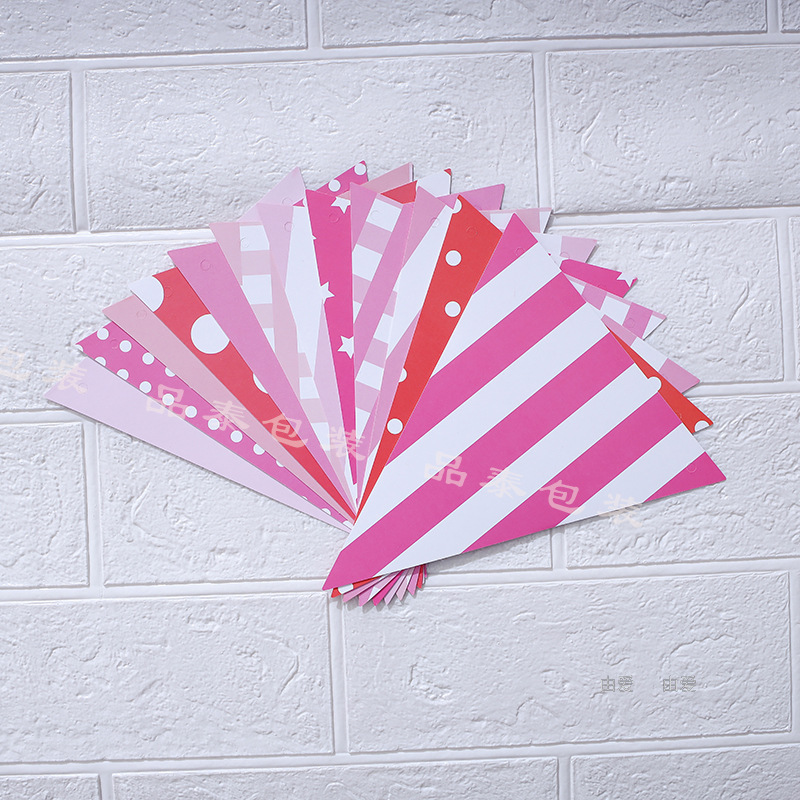 Baby Birthday Party Kindergarten Decoration Banner Latte Art Colorful Triangle Hanging Flag Customizable