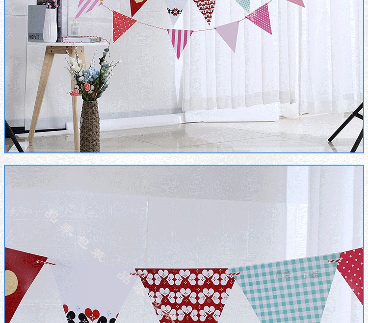 Baby Birthday Party Kindergarten Decoration Banner Latte Art Colorful Triangle Hanging Flag Customizable