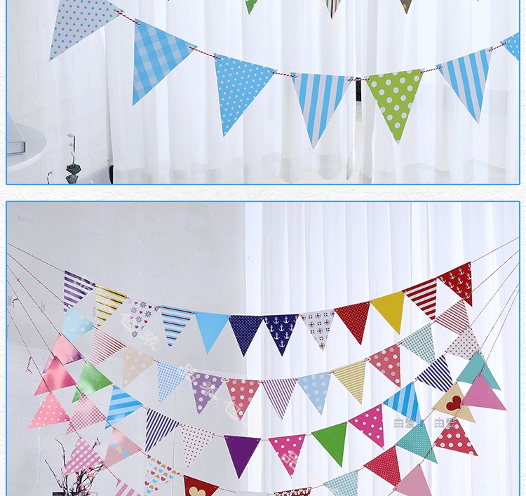 Baby Birthday Party Kindergarten Decoration Banner Latte Art Colorful Triangle Hanging Flag Customizable