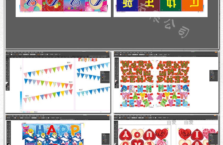 Baby Birthday Party Kindergarten Decoration Banner Latte Art Colorful Triangle Hanging Flag Customizable
