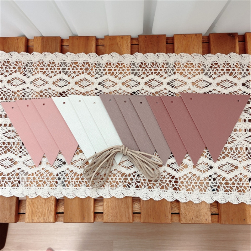 Leather Triangle Colorful Flag Japanese and Korean Lanyard Camping Outdoor Decoration Flag Do Not Disturb Tent Ornaments Handmade DIY