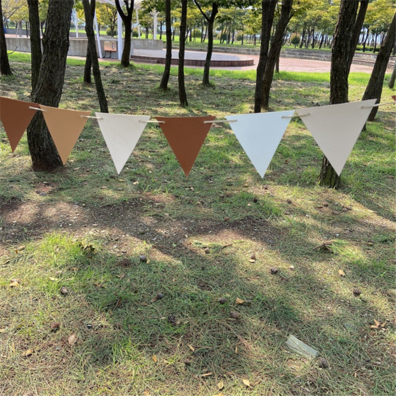 Leather Triangle Colorful Flag Lanyard Japanese and Korean Lanyard Camping Outdoor Decoration Flag Do Not Disturb Tent Ornaments DIY