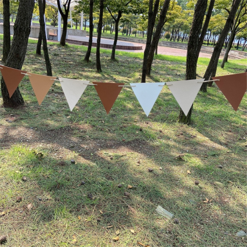 Leather Triangle Colorful Flag Lanyard Japanese and Korean Lanyard Camping Outdoor Decoration Flag Do Not Disturb Tent Ornaments DIY