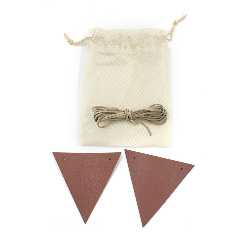 Leather Triangle Colorful Flag Lanyard Japanese and Korean Lanyard Camping Outdoor Decoration Flag Do Not Disturb Tent Ornaments DIY
