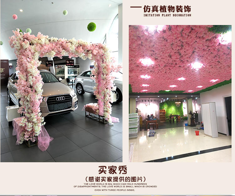 Artificial Cheery Branch Ornamental Flower Fake Flower Indoor Wedding Ceiling Decoration Plastic Bouquet Rattan Vine Cherry Tree