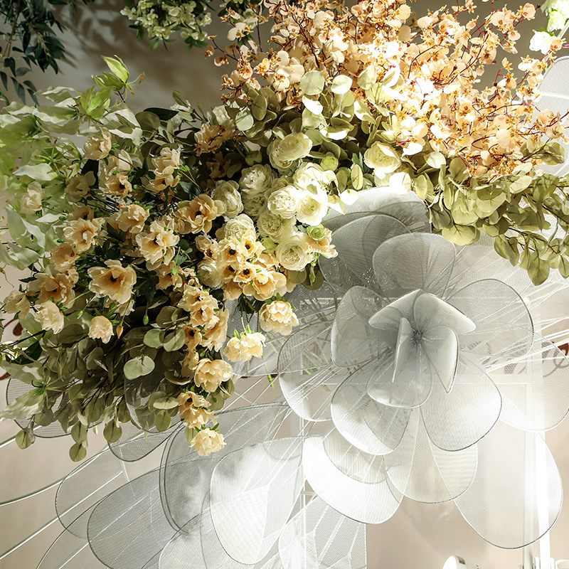 Wedding Theme Series White Artificial Flower Road Lead Flower Arch Ceiling Wedding Ceremony Layout Decorative Flowery Wall Fake Flower