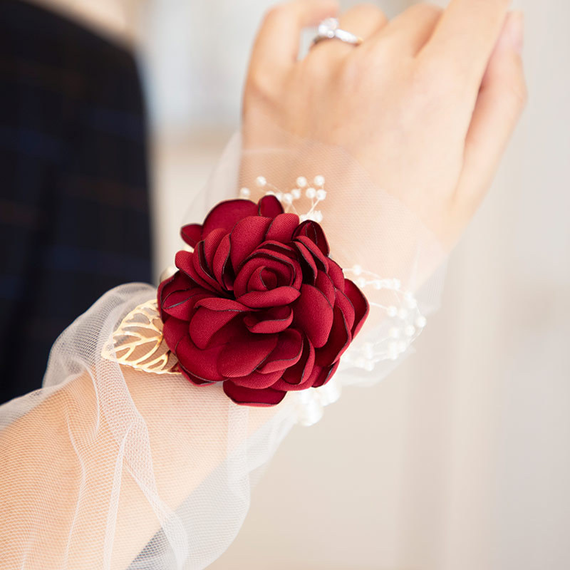 Wedding and Wedding Celebration Supplies Bride Wrist Flower Bridesmaid Group Korean Bracelet Wedding Fabric Simulation Sisters Group Handed Flower