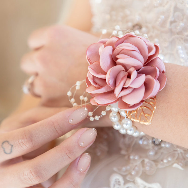 Wedding and Wedding Celebration Supplies Bride Wrist Flower Bridesmaid Group Korean Bracelet Wedding Fabric Simulation Sisters Group Handed Flower