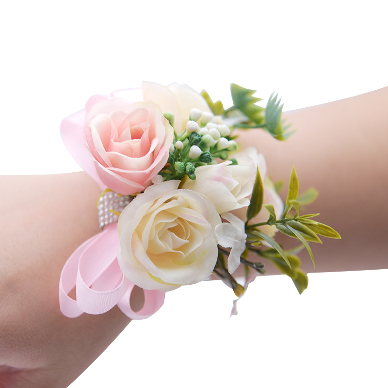 Korean Artificial Flower 714 Wrist Flower Korean Wedding Bride and Bridesmaid Wrist Flower Decorative Rose Bouquet