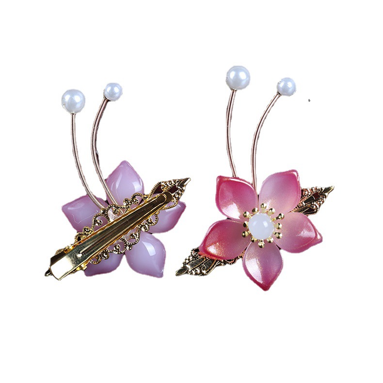 Colored Glaze Iron Clamp Sweet Handmade Small Flowers Hairpin Children&#039;s Performance Headdress Clip Antique Hair Accessories Spot Amazon