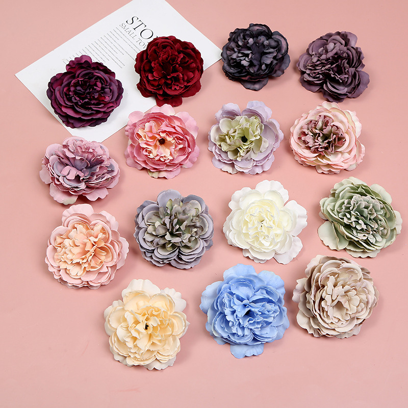 Valentine&#039;s Day DIY Artificial Flower Wedding Silk Flower Flower Wall DIY Headdress Cloth Flowers Material Accessories Decorative Fake Flower Head Wholesale