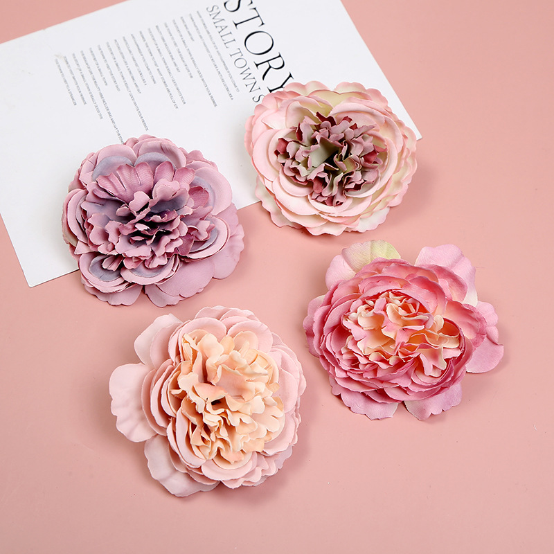 Valentine&#039;s Day DIY Artificial Flower Wedding Silk Flower Flower Wall DIY Headdress Cloth Flowers Material Accessories Decorative Fake Flower Head Wholesale
