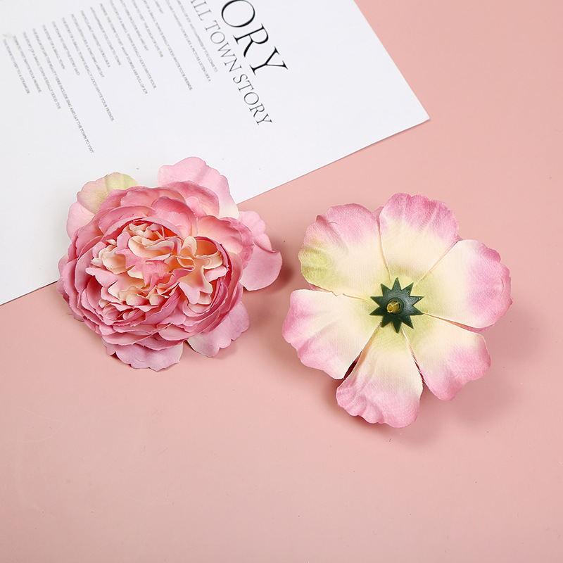 Valentine&#039;s Day DIY Artificial Flower Wedding Silk Flower Flower Wall DIY Headdress Cloth Flowers Material Accessories Decorative Fake Flower Head Wholesale