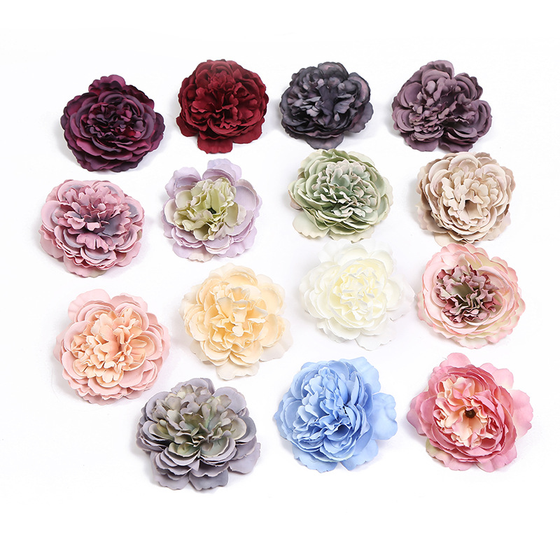Valentine's Day DIY Artificial Flower Wedding Silk Flower Flower Wall DIY Headdress Cloth Flowers Material Accessories Decorative Fake Flower Head Wholesale