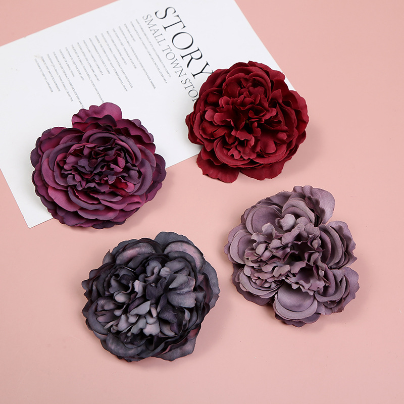 Valentine's Day DIY Artificial Flower Wedding Silk Flower Flower Wall DIY Headdress Cloth Flowers Material Accessories Decorative Fake Flower Head Wholesale