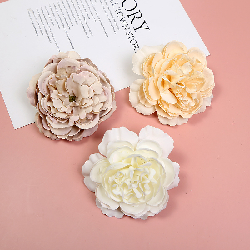 Valentine's Day DIY Artificial Flower Wedding Silk Flower Flower Wall DIY Headdress Cloth Flowers Material Accessories Decorative Fake Flower Head Wholesale