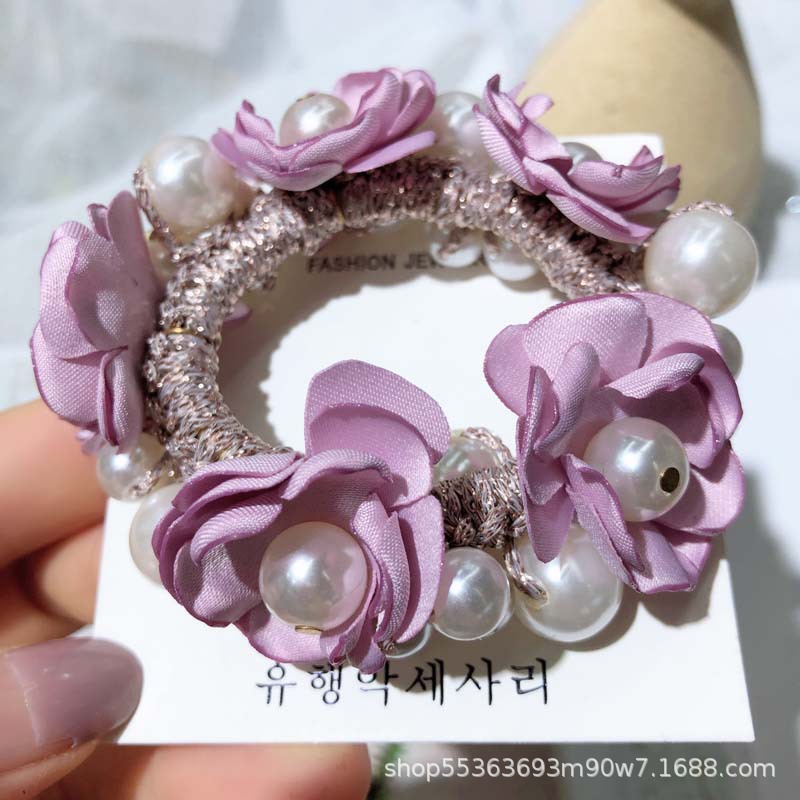 Super Fairy Flowers Hair Band Korean Style Internet Celebrity Ins Elegant Headdress Hair Rope Korean Hand-Woven Pearl Hair Elastic Hair Accessories Super Fairy Flowers Hair Band Korean Style Internet Celebrity Ins Elegant Headdress Hair Rope Korean Hand-Woven Pearl Hair Elastic Hair Accessories