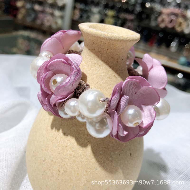 Super Fairy Flowers Hair Band Korean Style Internet Celebrity Ins Elegant Headdress Hair Rope Korean Hand-Woven Pearl Hair Elastic Hair Accessories Super Fairy Flowers Hair Band Korean Style Internet Celebrity Ins Elegant Headdress Hair Rope Korean Hand-Woven Pearl Hair Elastic Hair Accessories