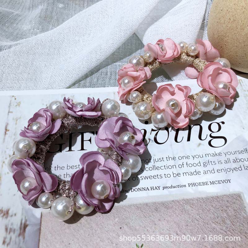 Super Fairy Flowers Hair Band Korean Style Internet Celebrity Ins Elegant Headdress Hair Rope Korean Hand-Woven Pearl Hair Elastic Hair Accessories Super Fairy Flowers Hair Band Korean Style Internet Celebrity Ins Elegant Headdress Hair Rope Korean Hand-Woven Pearl Hair Elastic Hair Accessories