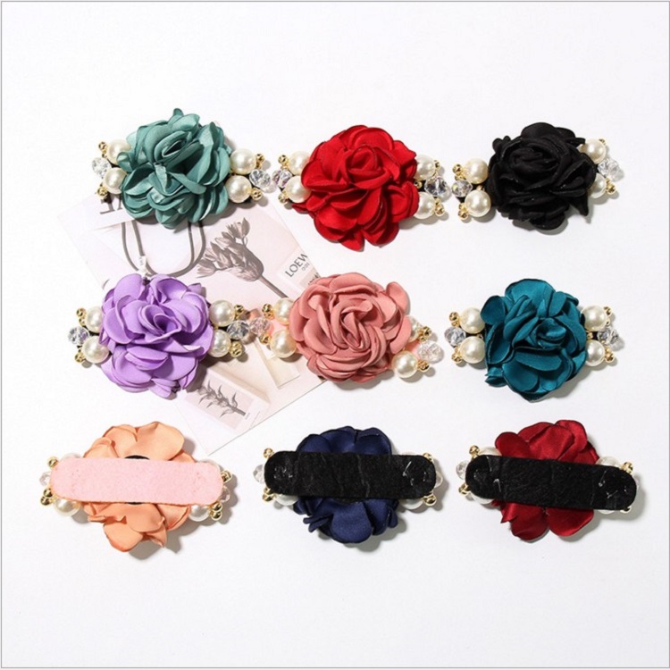 Korean version of fashion hair decoration large pearl rose flowers hair circle camellia hair rope headdress inlaid with
