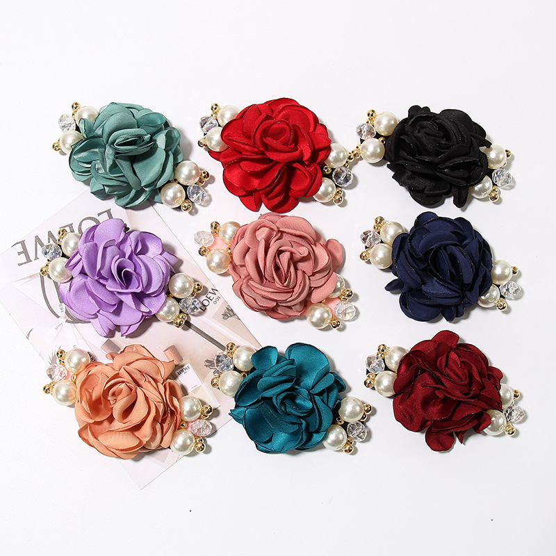 Korean version of fashion hair decoration large pearl rose flowers hair circle camellia hair rope headdress inlaid with Korean version of fashion hair decoration large pearl rose flowers hair circle camellia hair rope headdress inlaid with