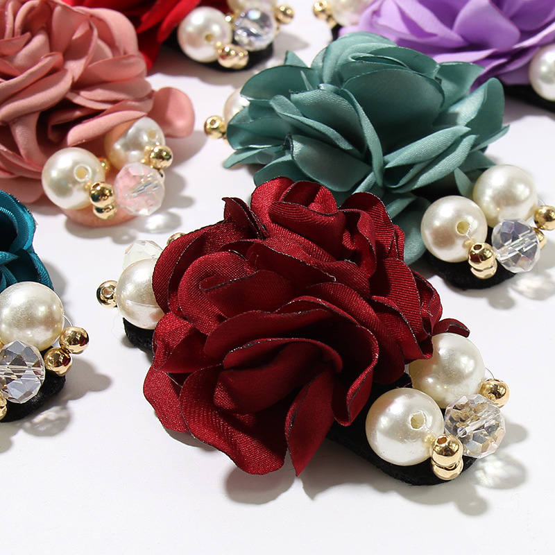 Korean version of fashion hair decoration large pearl rose flowers hair circle camellia hair rope headdress inlaid with Korean version of fashion hair decoration large pearl rose flowers hair circle camellia hair rope headdress inlaid with