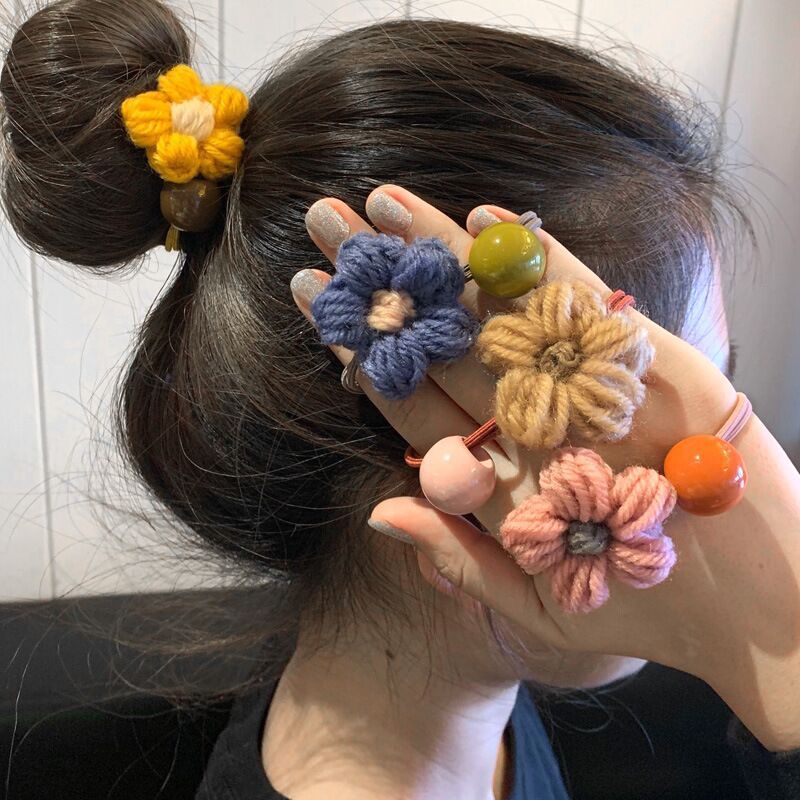 New Autumn and Winter Hair Band Korean Hair Accessories Wool Flowers Rubber Band Set Simple Hair Ring Head Rope Korean Style Headdress Flower New Autumn and Winter Hair Band Korean Hair Accessories Wool Flowers Rubber Band Set Simple Hair Ring Head Rope Korean Style Headdress Flower