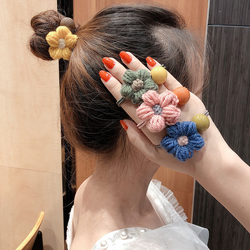 New Autumn and Winter Hair Band Korean Hair Accessories Wool Flowers Rubber Band Set Simple Hair Ring Head Rope Korean Style Headdress Flower New Autumn and Winter Hair Band Korean Hair Accessories Wool Flowers Rubber Band Set Simple Hair Ring Head Rope Korean Style Headdress Flower