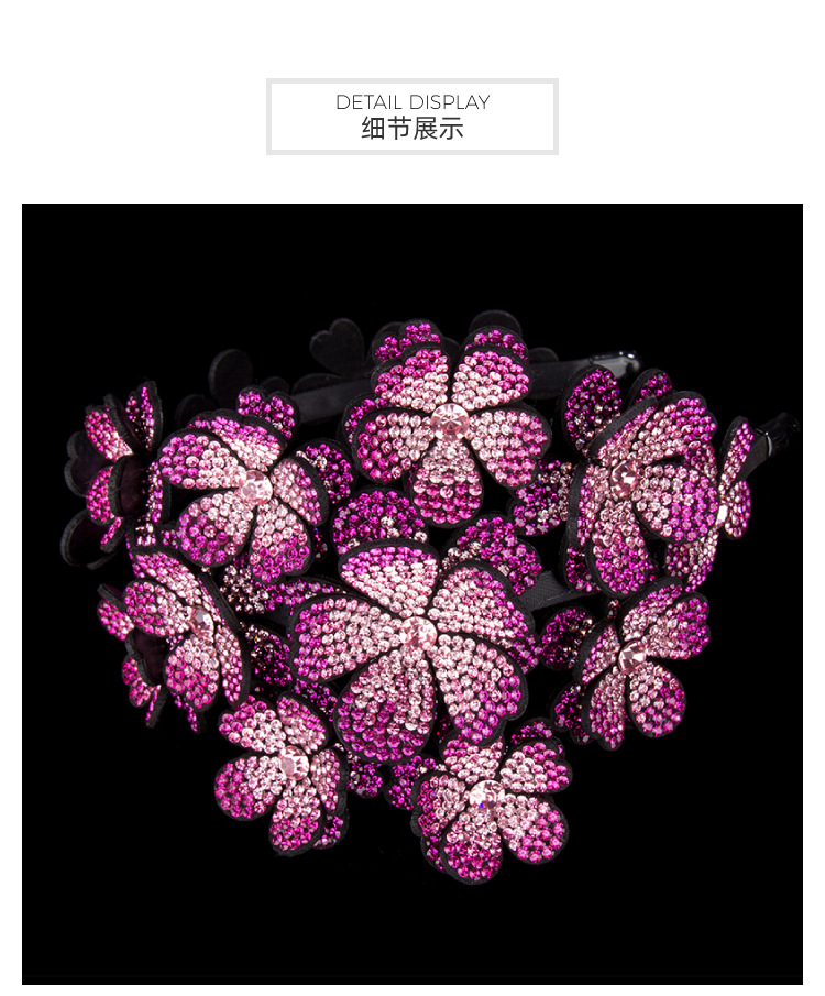 Headband Women's Three-Dimensional Flower Wide-Edge Rhinestone Large Headband High-End Rhinestone-Encrusted Color Non-Slip Hairpin Mori Style Hundred Flowers Headdress Headband Women's Three-Dimensional Flower Wide-Edge Rhinestone Large Headband High-End Rhinestone-Encrusted Color Non-Slip Hairpin Mori Style Hundred Flowers Headdress