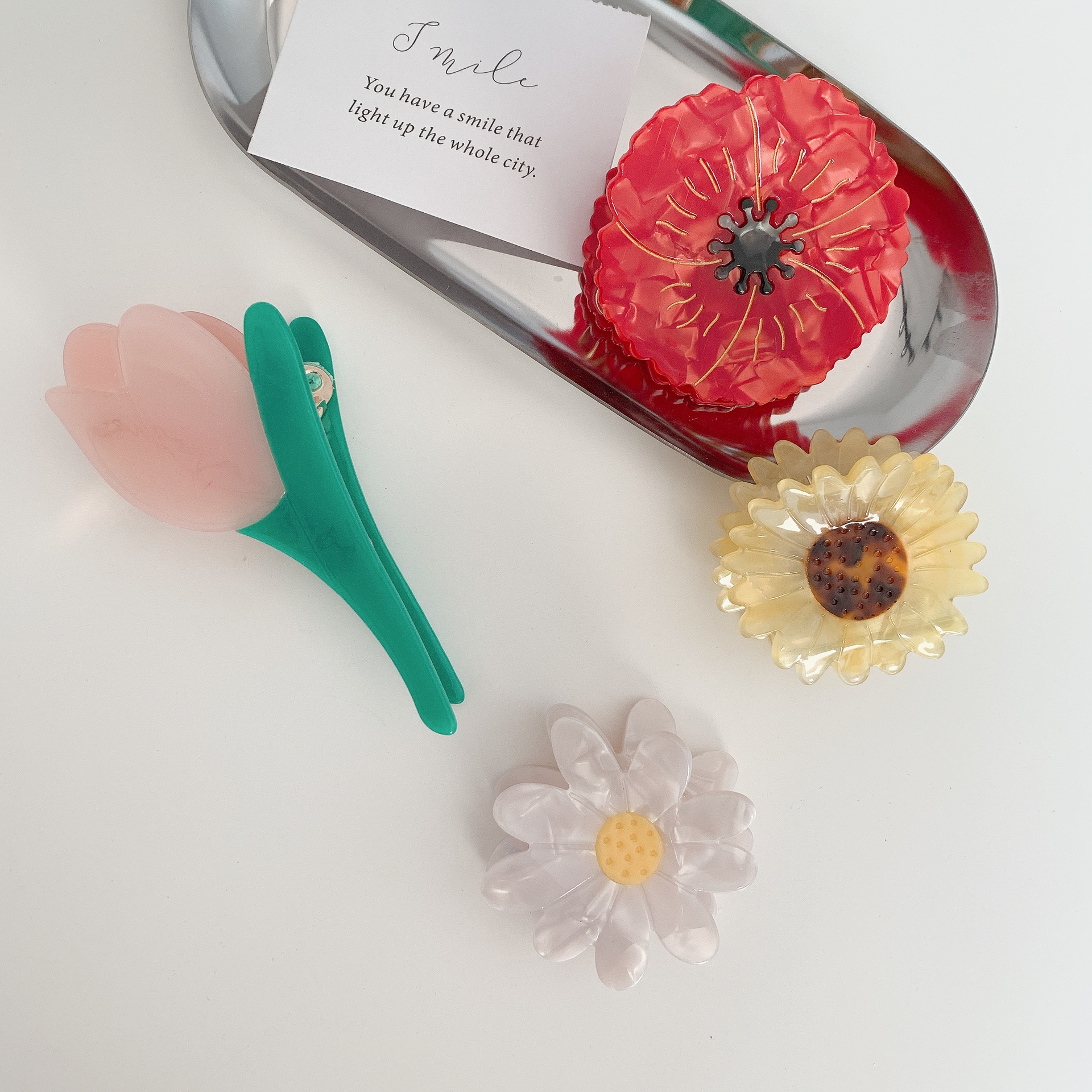 Korean Style Little Daisy Tulip Barrettes Acetate Hair Claw Dignified Flowers Hair Claw Headdress Sunflower Shark Clip Wholesale Korean Style Little Daisy Tulip Barrettes Acetate Hair Claw Dignified Flowers Hair Claw Headdress Sunflower Shark Clip Wholesale