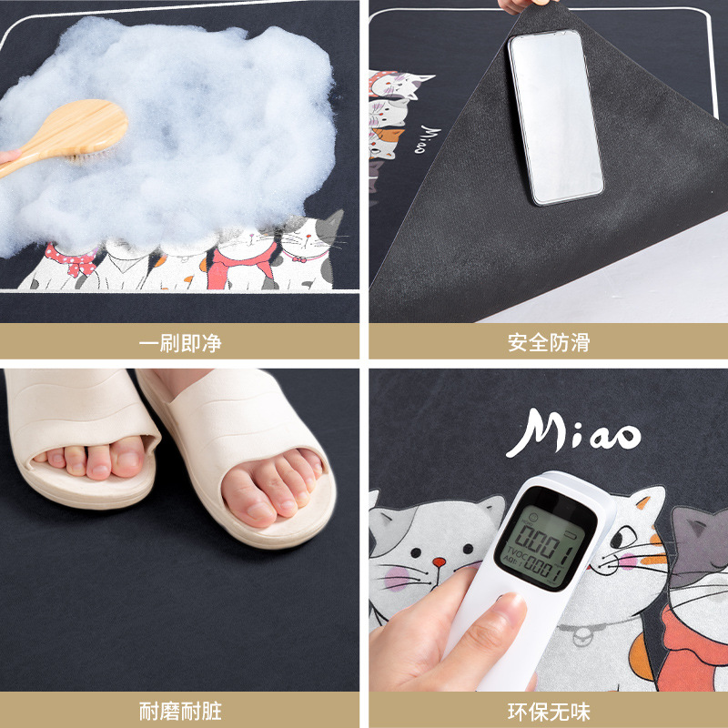 Kitchen Floor Mat Erasable Carpet Washing Strip Non-Slip and Oilproof Disposable Absorbent Floor Mat Stain-Resistant Waterproof Bouncy Rubber Pad