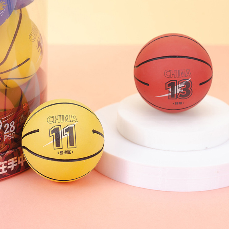 Cartoon Barrel Elastic Ball High Elastic Rubber Toy Ball Children Student Fun Play Small Basketball Playable Bouncy Ball