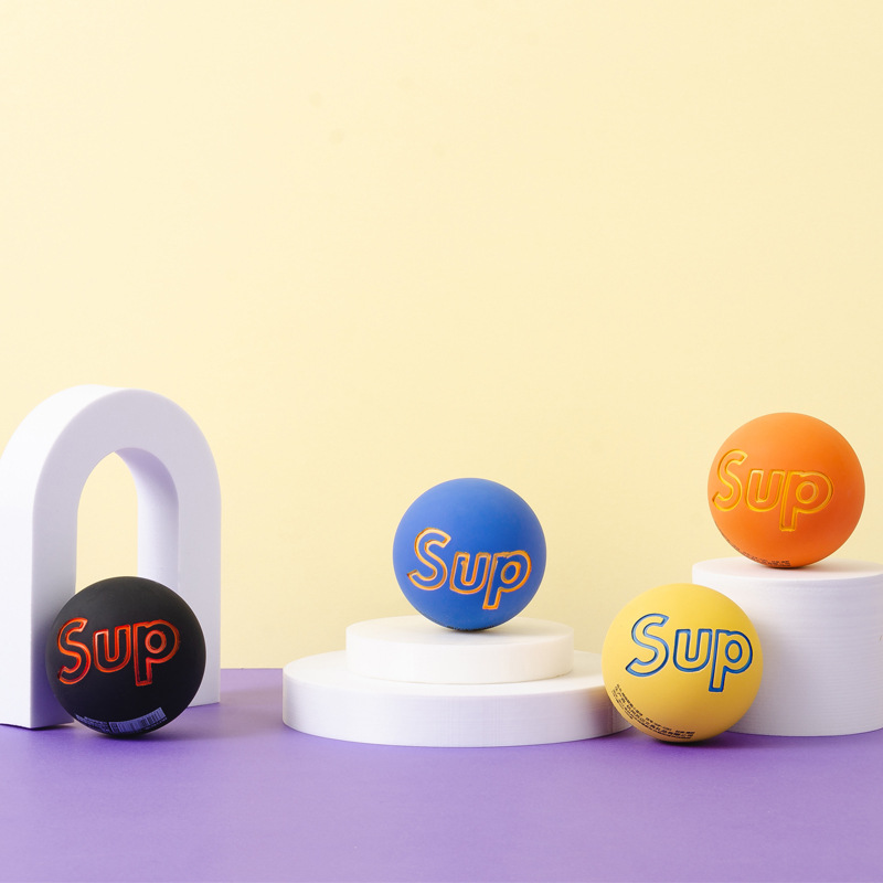 Cartoon Elastic Ball Sup Non-Slip Crack High Elasticity Children Student Fun Play Bouncy Ball Color Box Fun Small Basketball