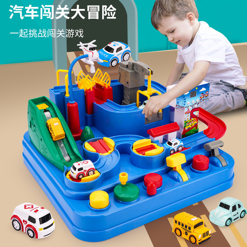 Car Entrance Adventure TikTok Same Small Train Rail Car Parking Lot Children&#039;s Toy New Year Gift