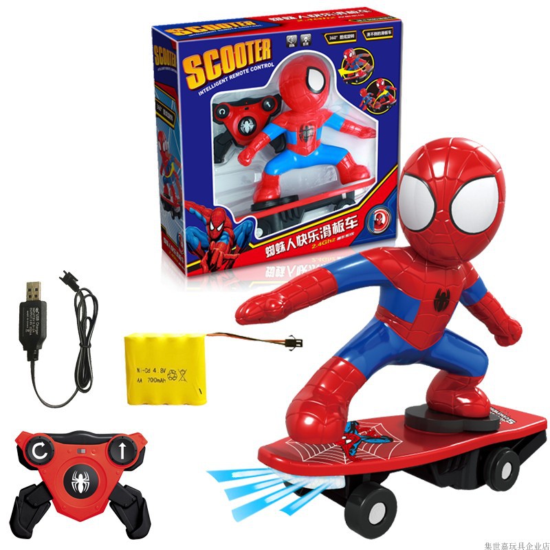 Internet Celebrity Same Spider-Man Scooter Electric Remote Control Stunt Car Tumbling Children&#039;s Toy Gift Boy TikTok