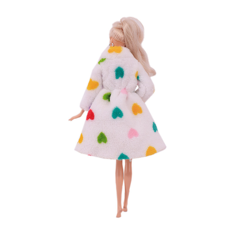 Factory Direct Deliver Suitable for 27-29cm Barbie Doll Striped Plush Coat Doll Dressing Gown One Piece Dropshipping