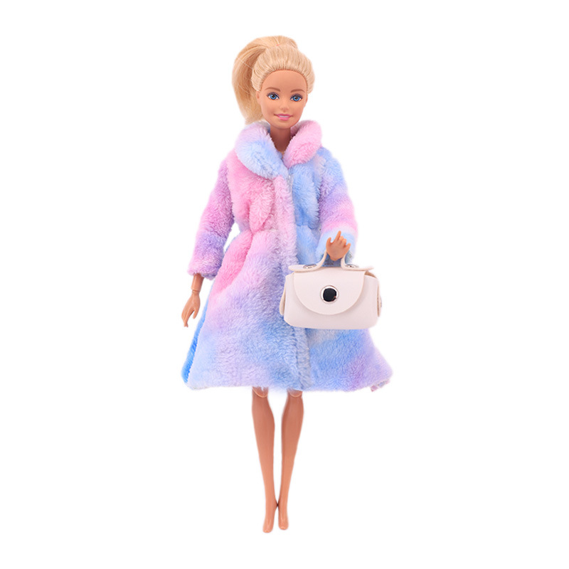 Factory Direct Deliver Suitable for 27-29cm Barbie Doll Striped Plush Coat Doll Dressing Gown One Piece Dropshipping