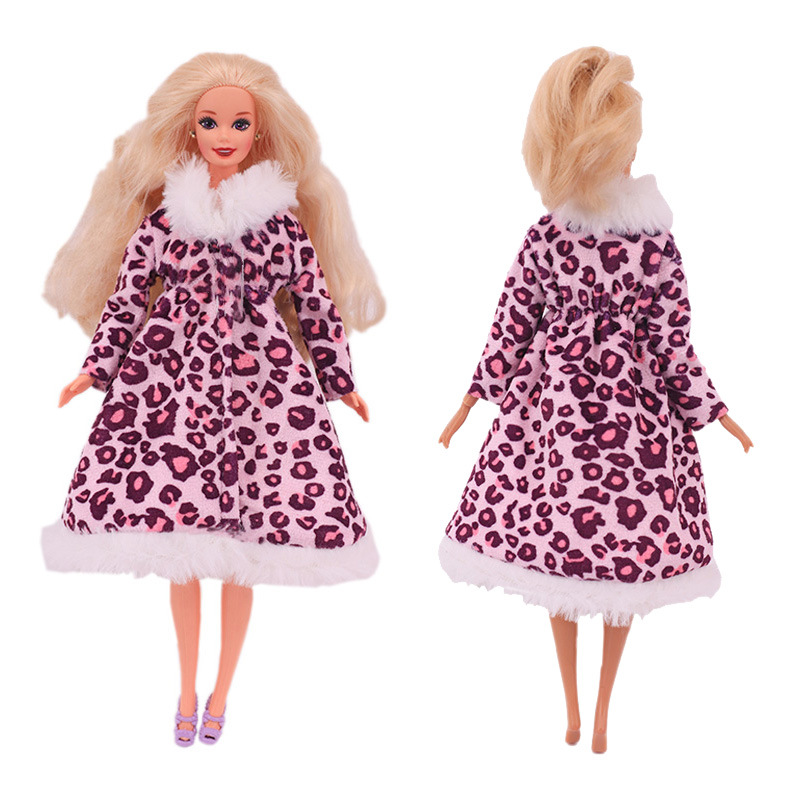 Factory Direct Deliver Suitable for 27-29cm Barbie Doll Striped Plush Coat Doll Dressing Gown One Piece Dropshipping